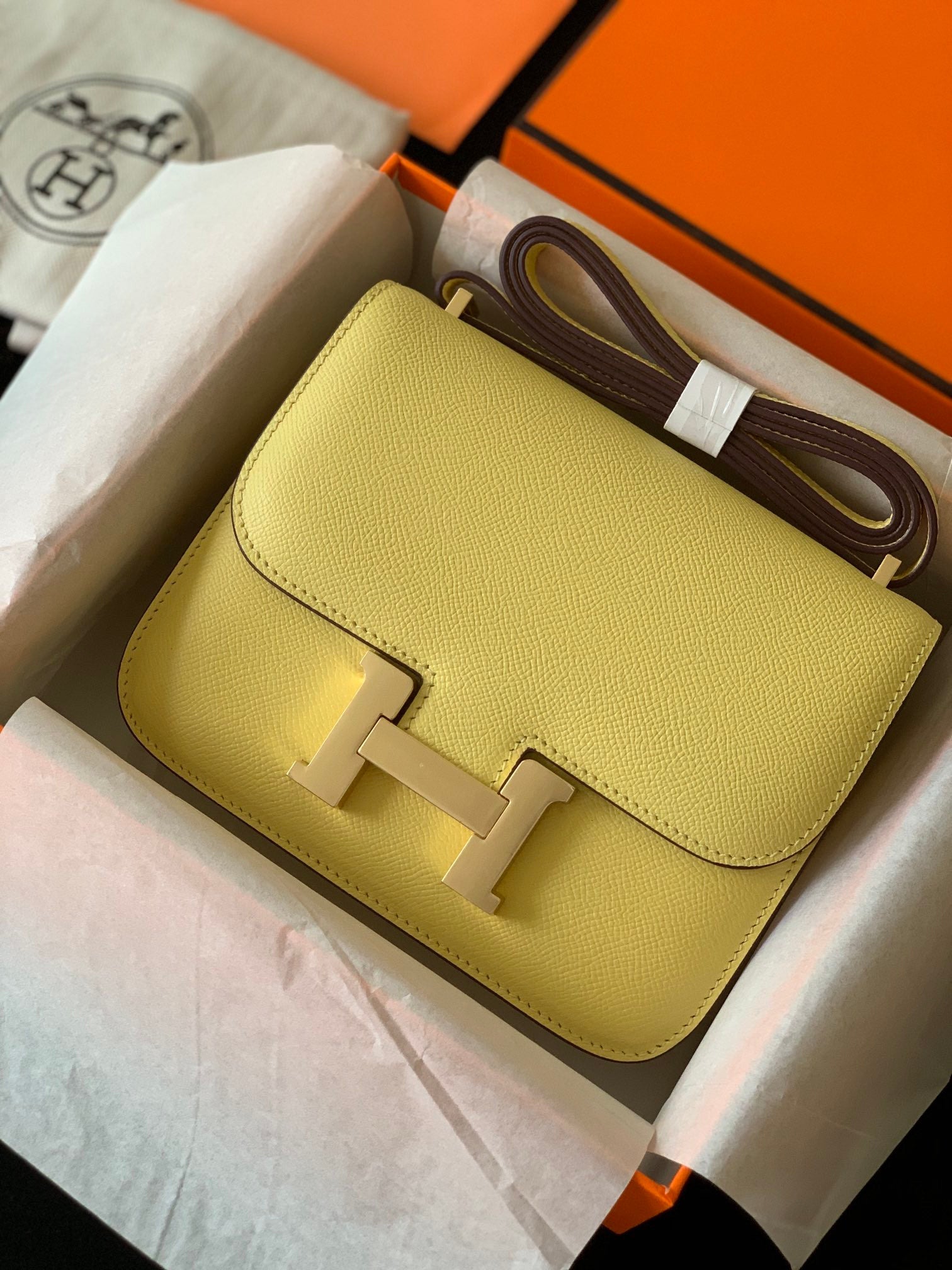 Hermes Constance bag yellow
