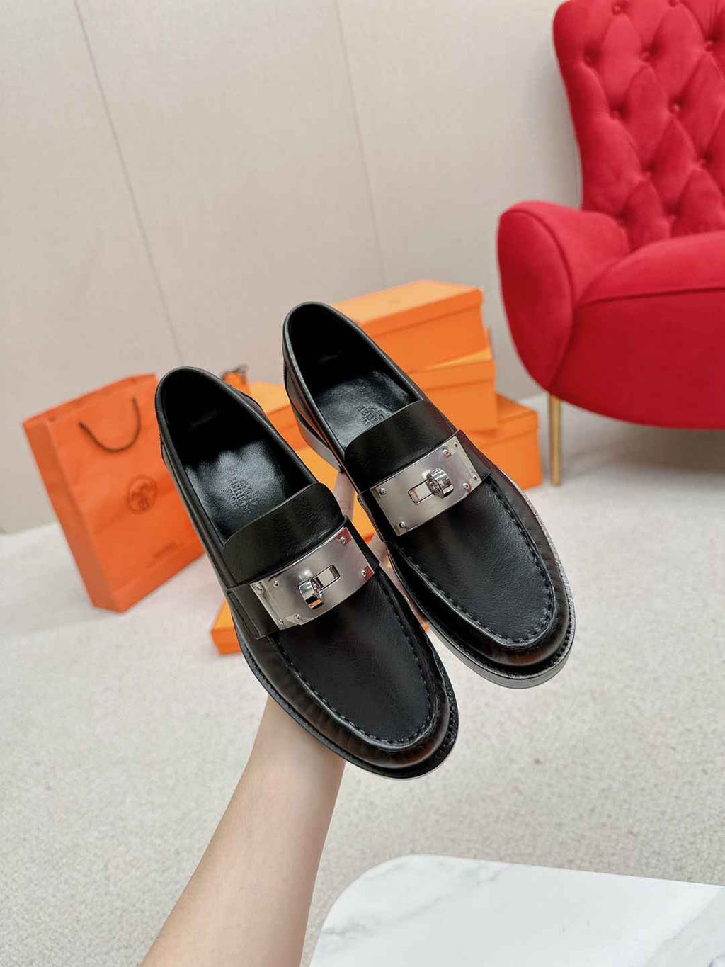Mocasini Hermes din piele