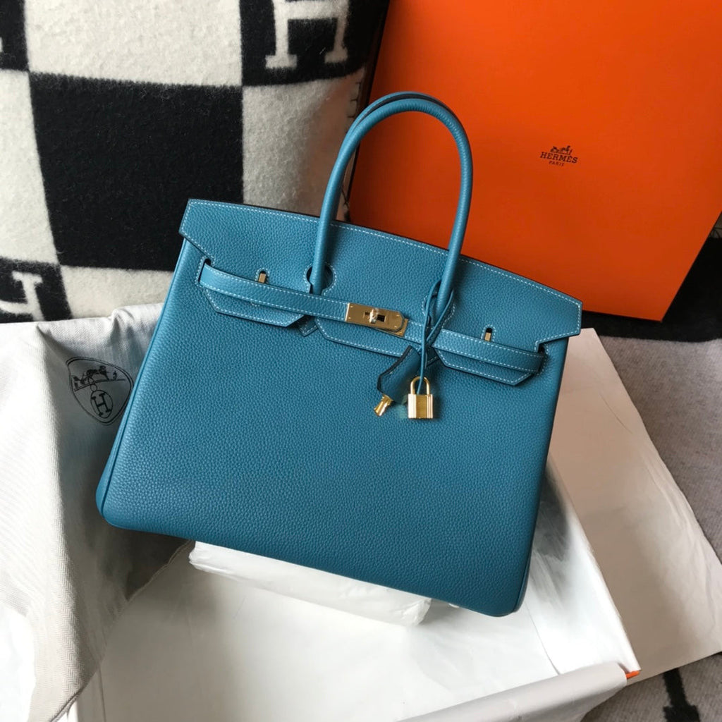 Hermes Birkin în albastru turcoaz