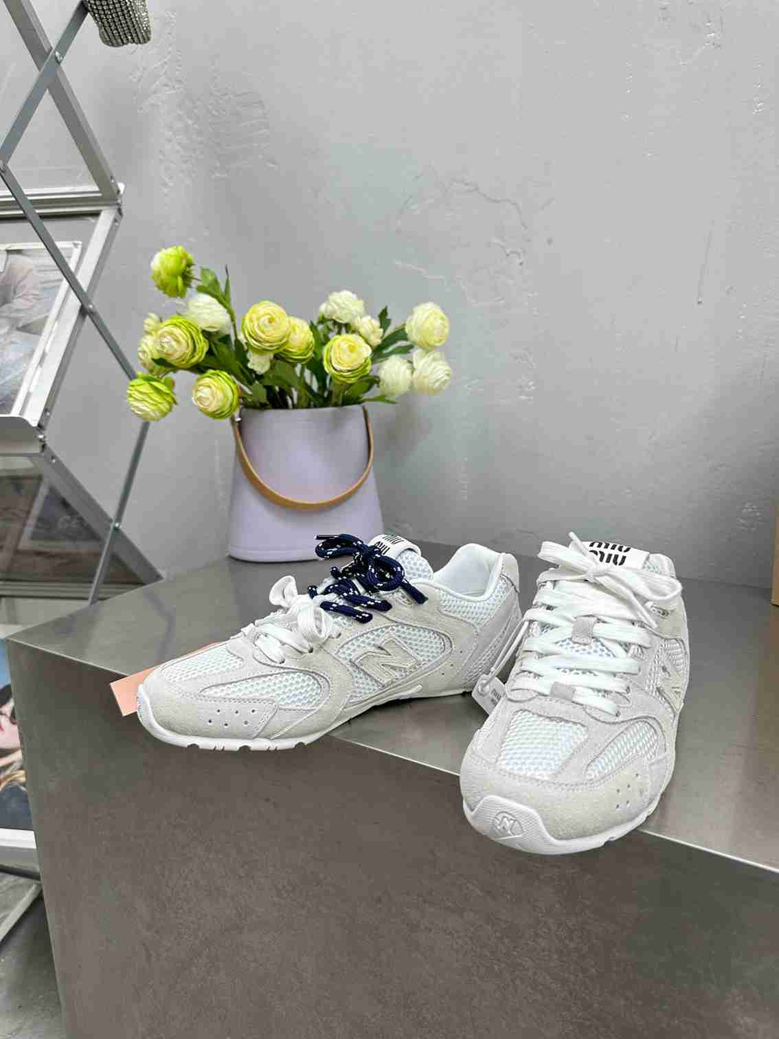 New Balance X Miu Miu white suede sneakers