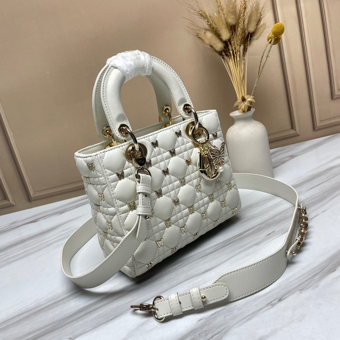 Small Lady Dior Bag With Butterfly Studs