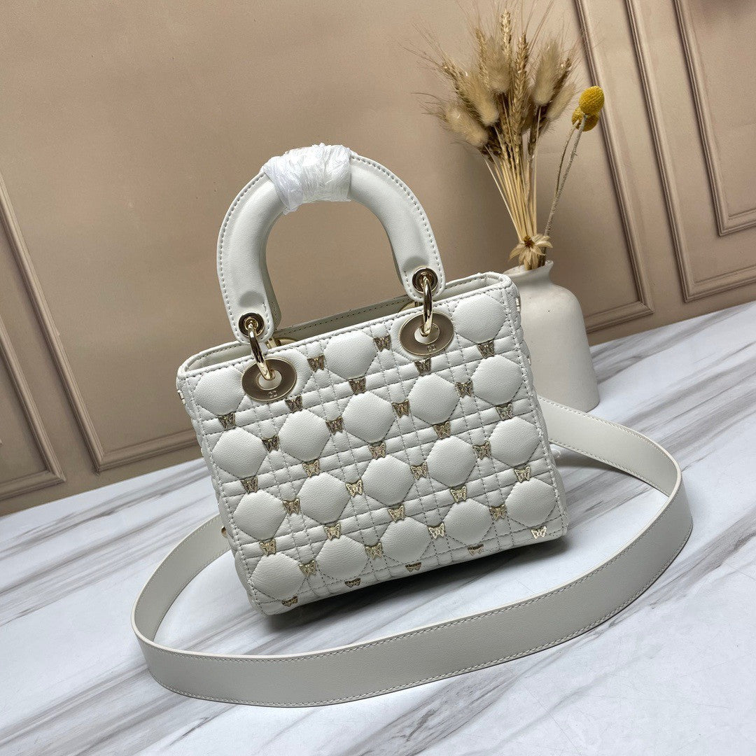 Small Lady Dior Bag With Butterfly Studs