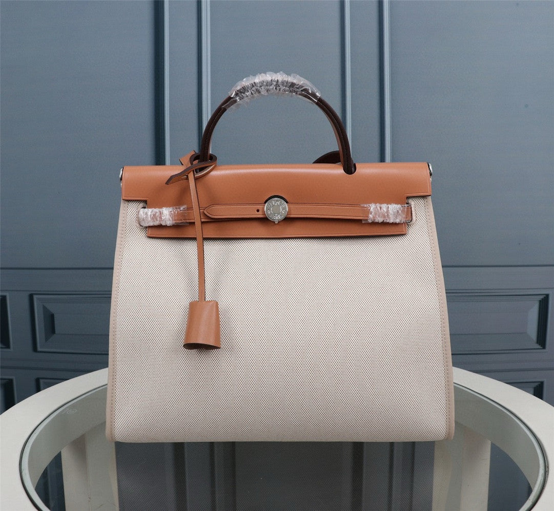 Hermes Herbag cream canvas