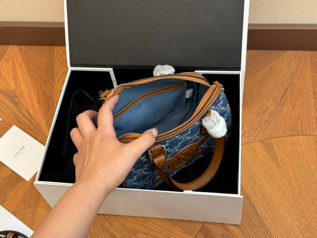 Celine Small Boston In Denim