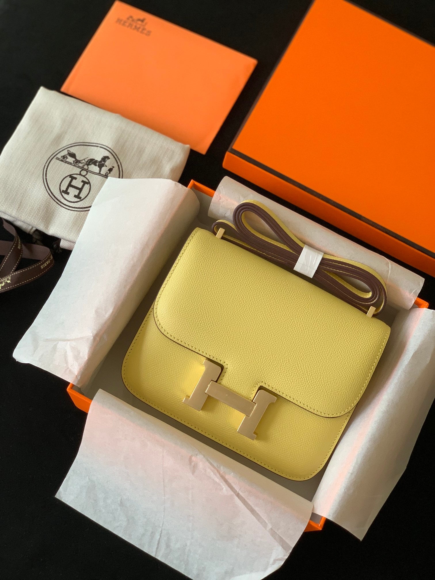 Hermes Constance bag yellow