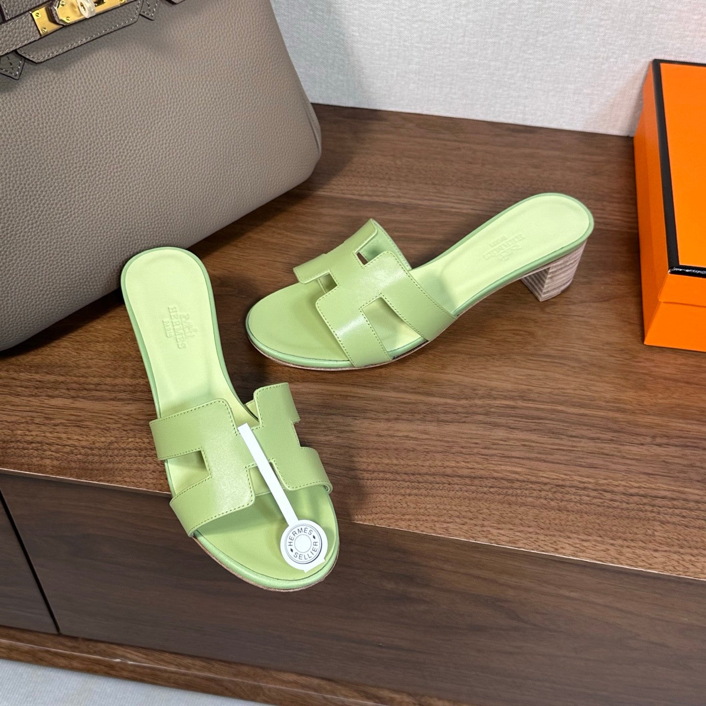 Hermes sandals heels green