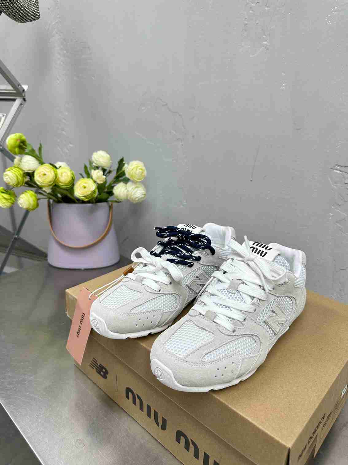 New Balance X Miu Miu white suede sneakers