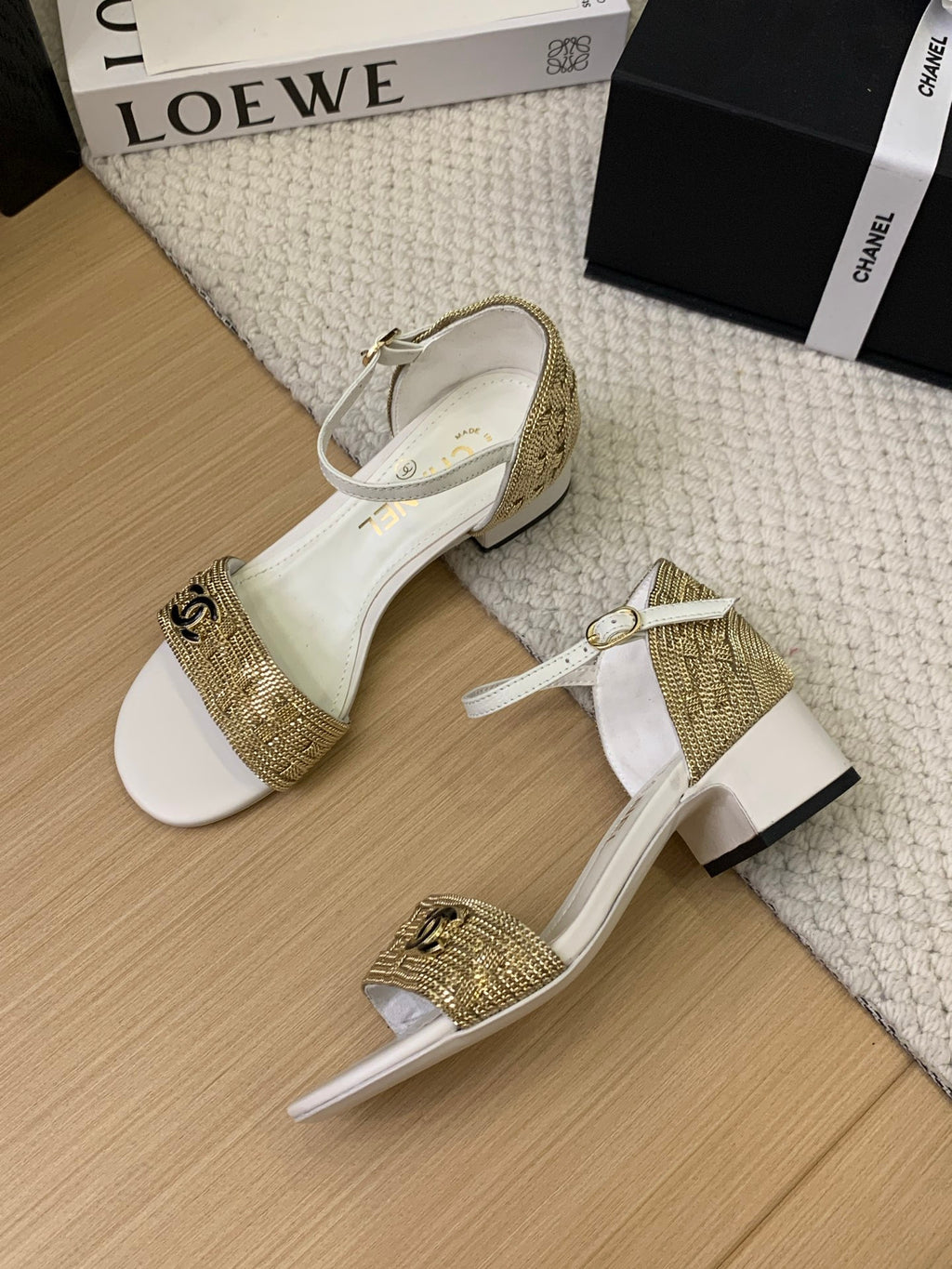 Chanel sandals gold