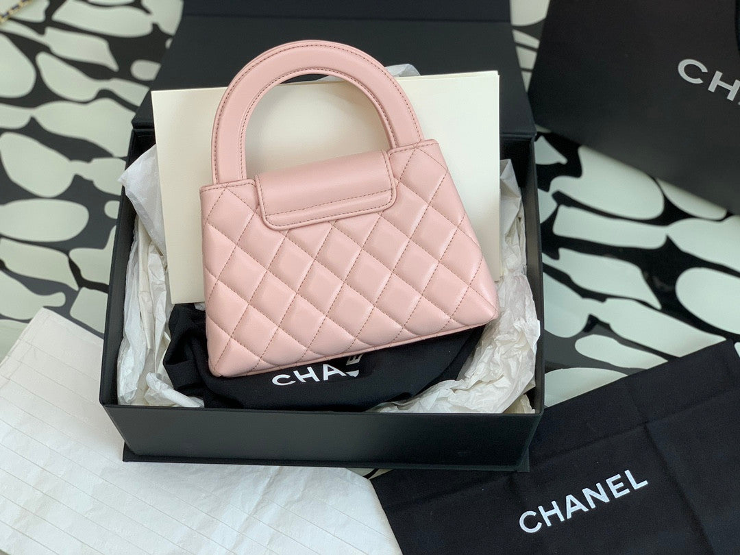 Light Pink Shiny Aged Calfskin Nano Kelly Mini Shopper