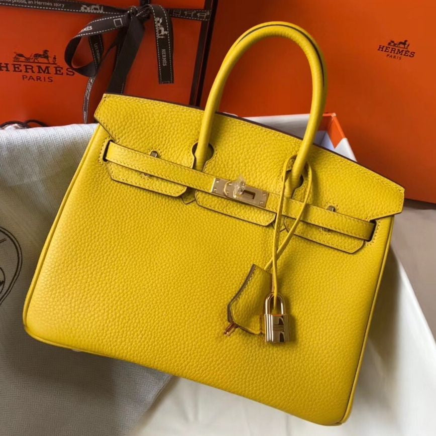 Hermes Birkin In Yellow Clemence Leather GHW