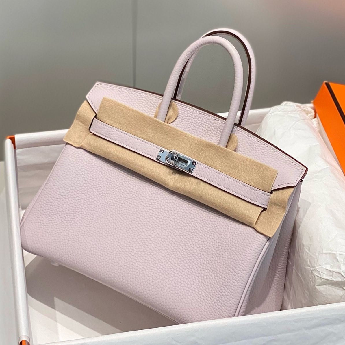 Hermes Birkin Bag In Mauve Pale Clemence Leather PHW