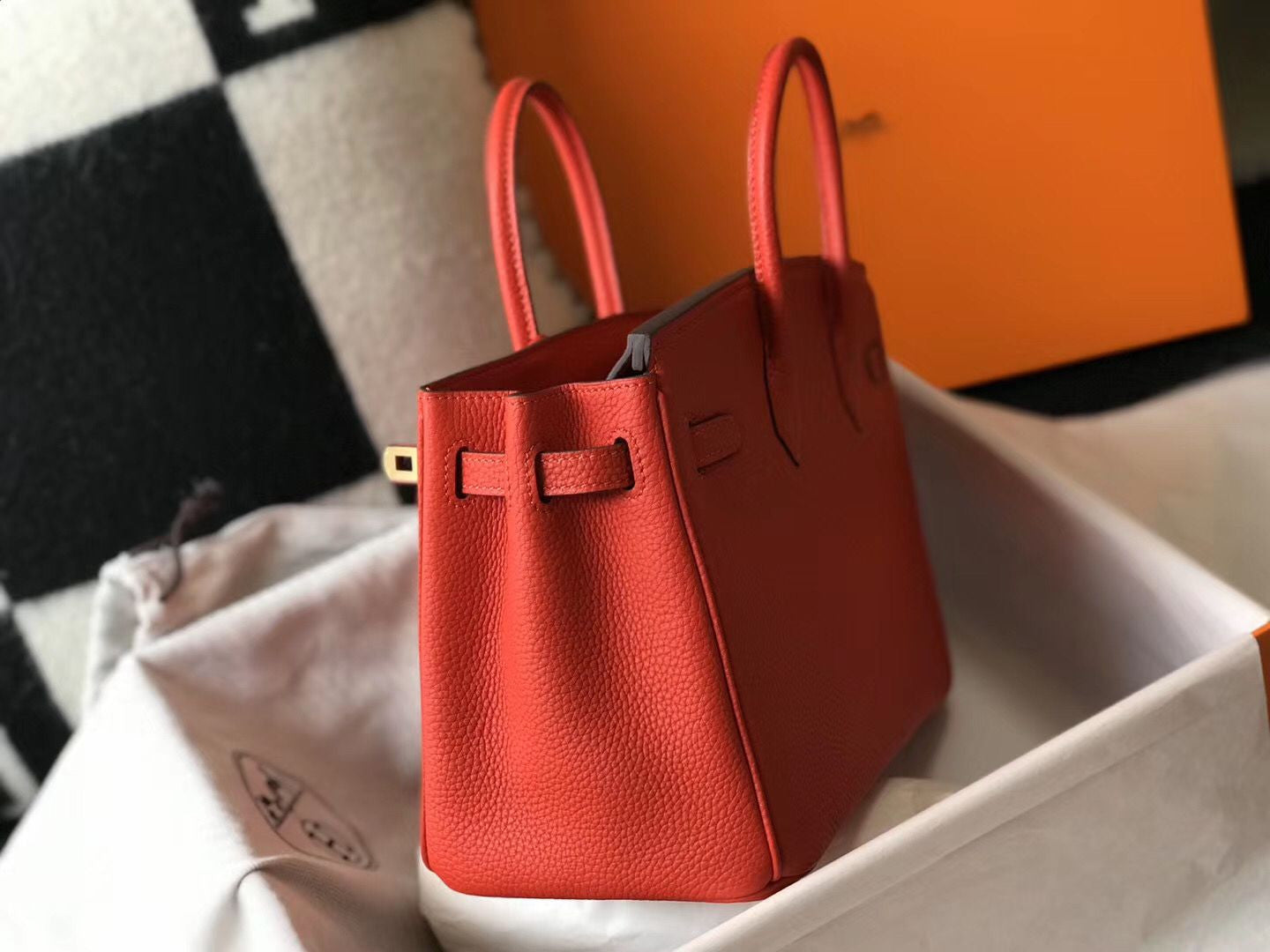 Hermes Birkin In Rouge Piment Clemence Leather GHW
