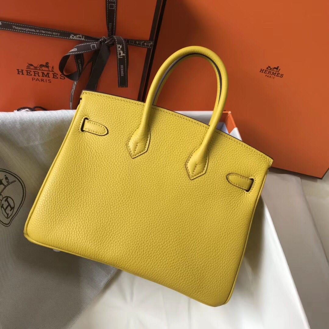 Hermes Birkin In Yellow Clemence Leather GHW