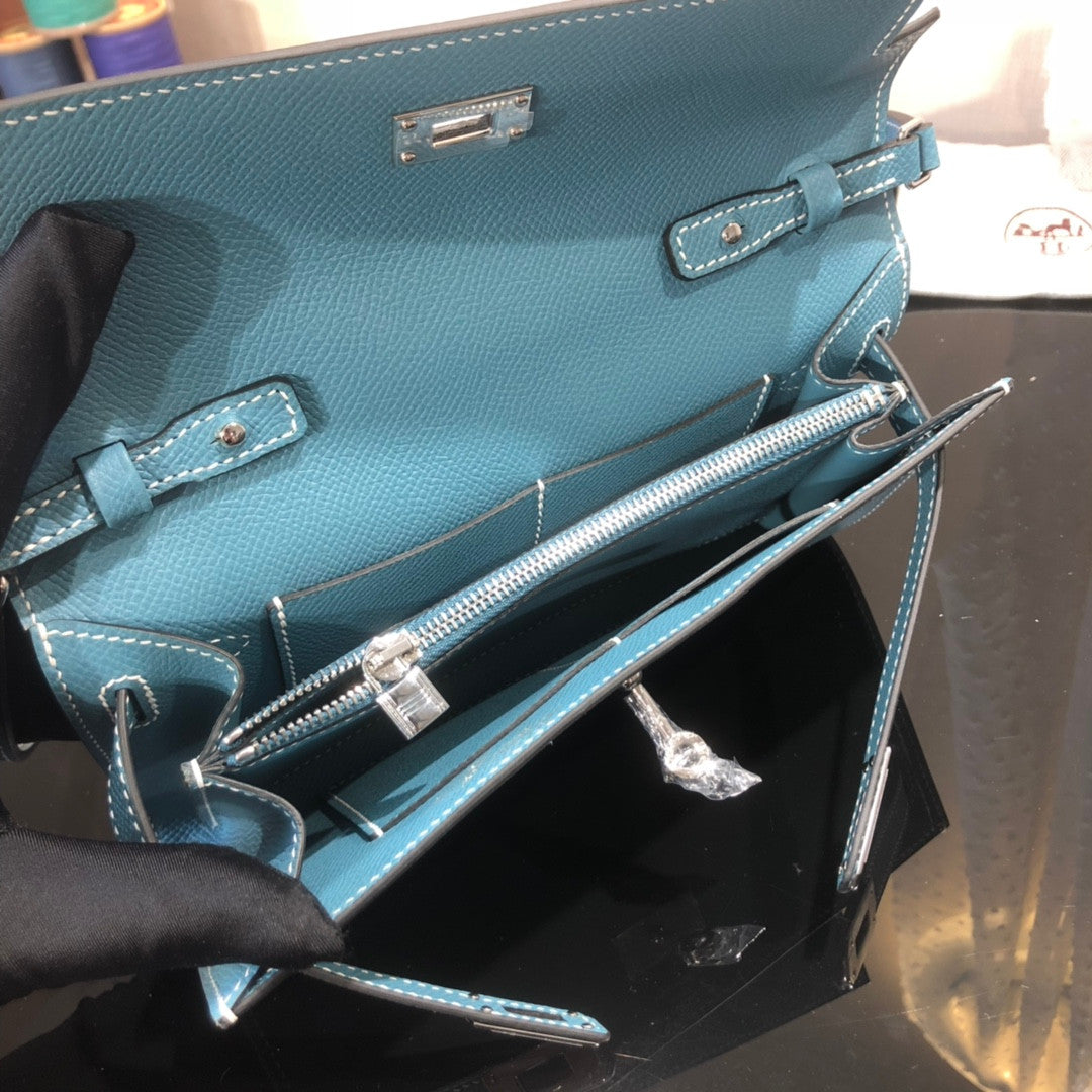 Hermes Kelly Pochette In Sky Blue