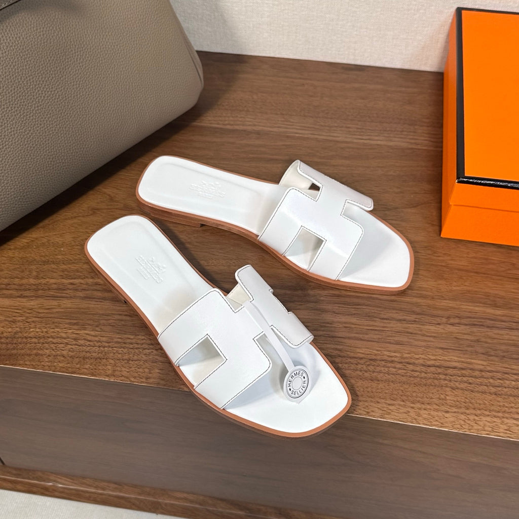 Hermes sandals white