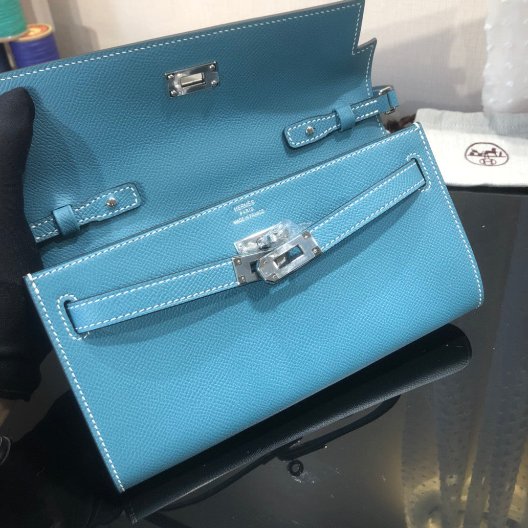 Hermes Kelly Pochette In Sky Blue