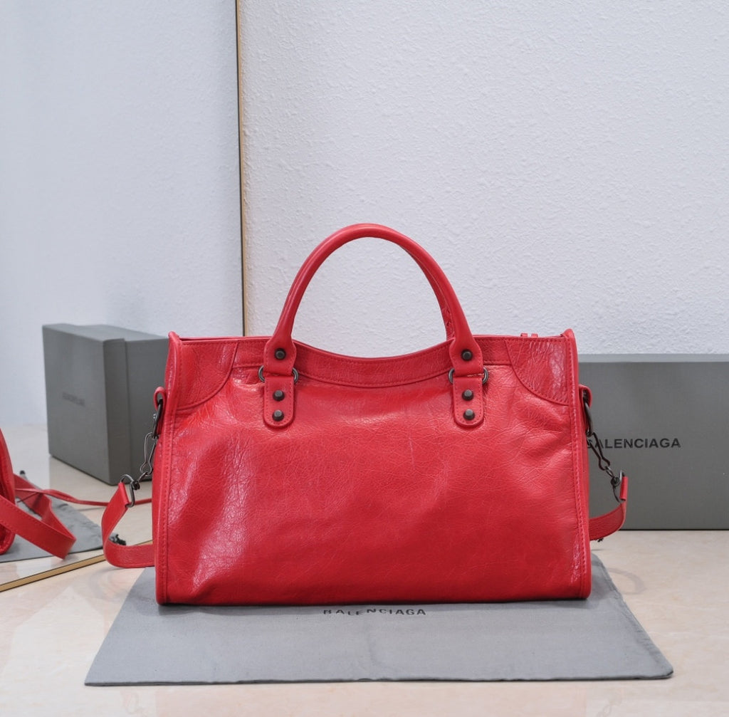 Balenciaga Le City red leather bag