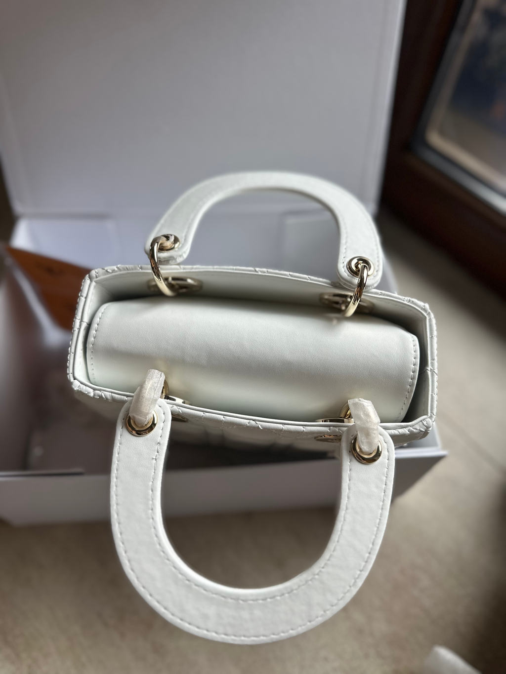 Lady Dior bag in white