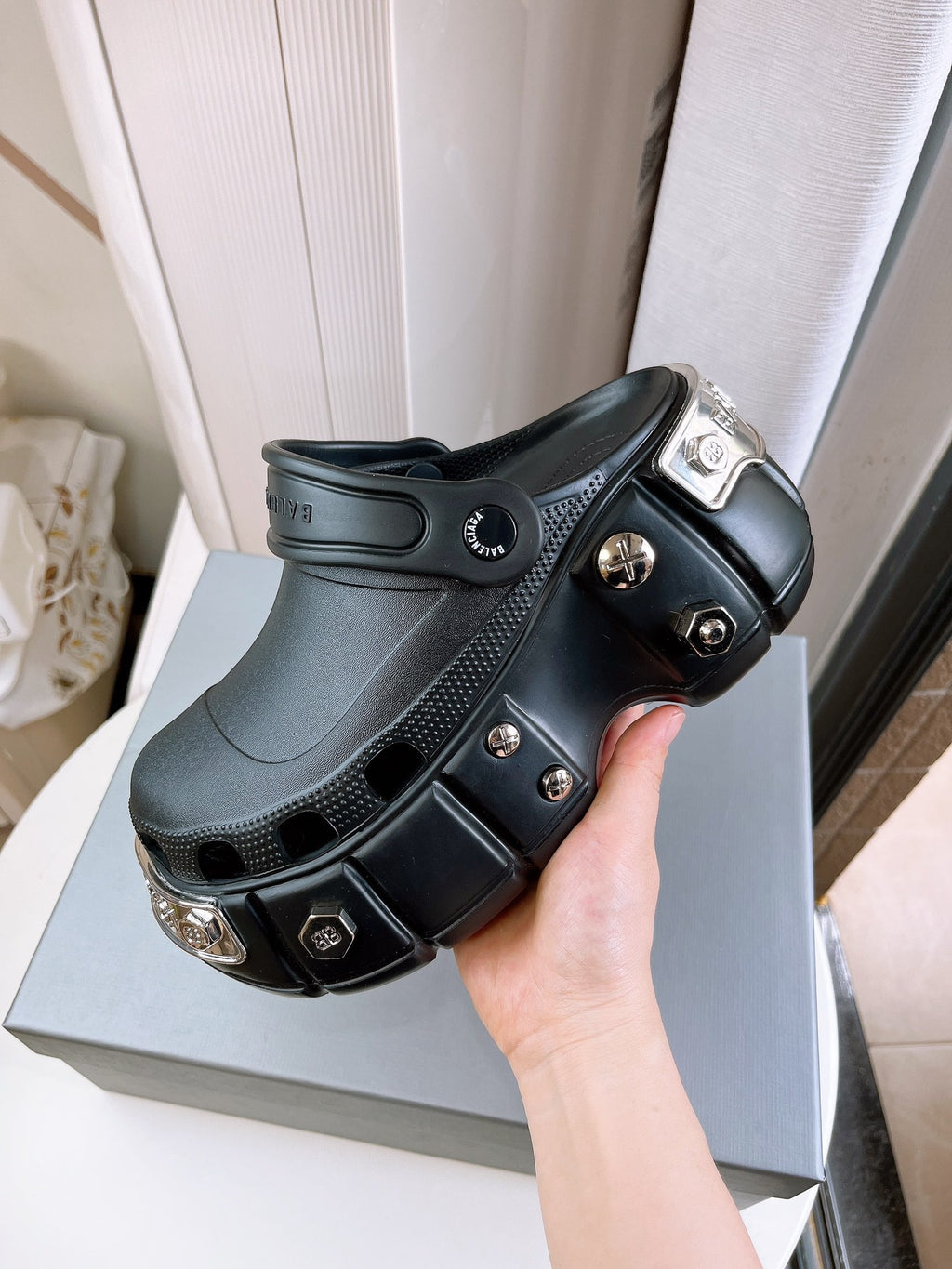 Balenciaga Mule Crocs In  Black