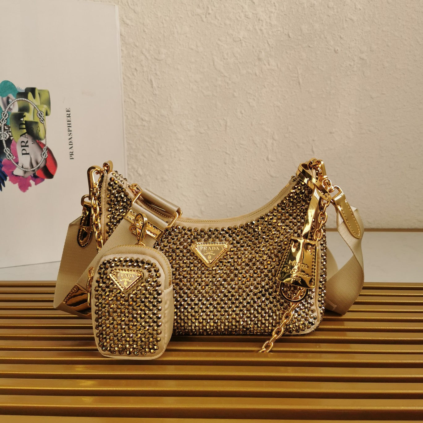 Re-Edition 2005 Shoulder Bag in Satin & Crystals