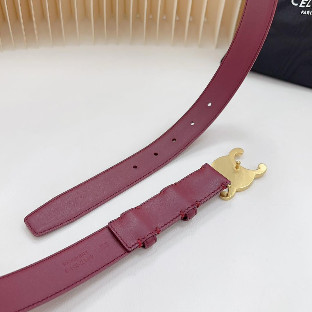 Celine Leather Belt In Bordo