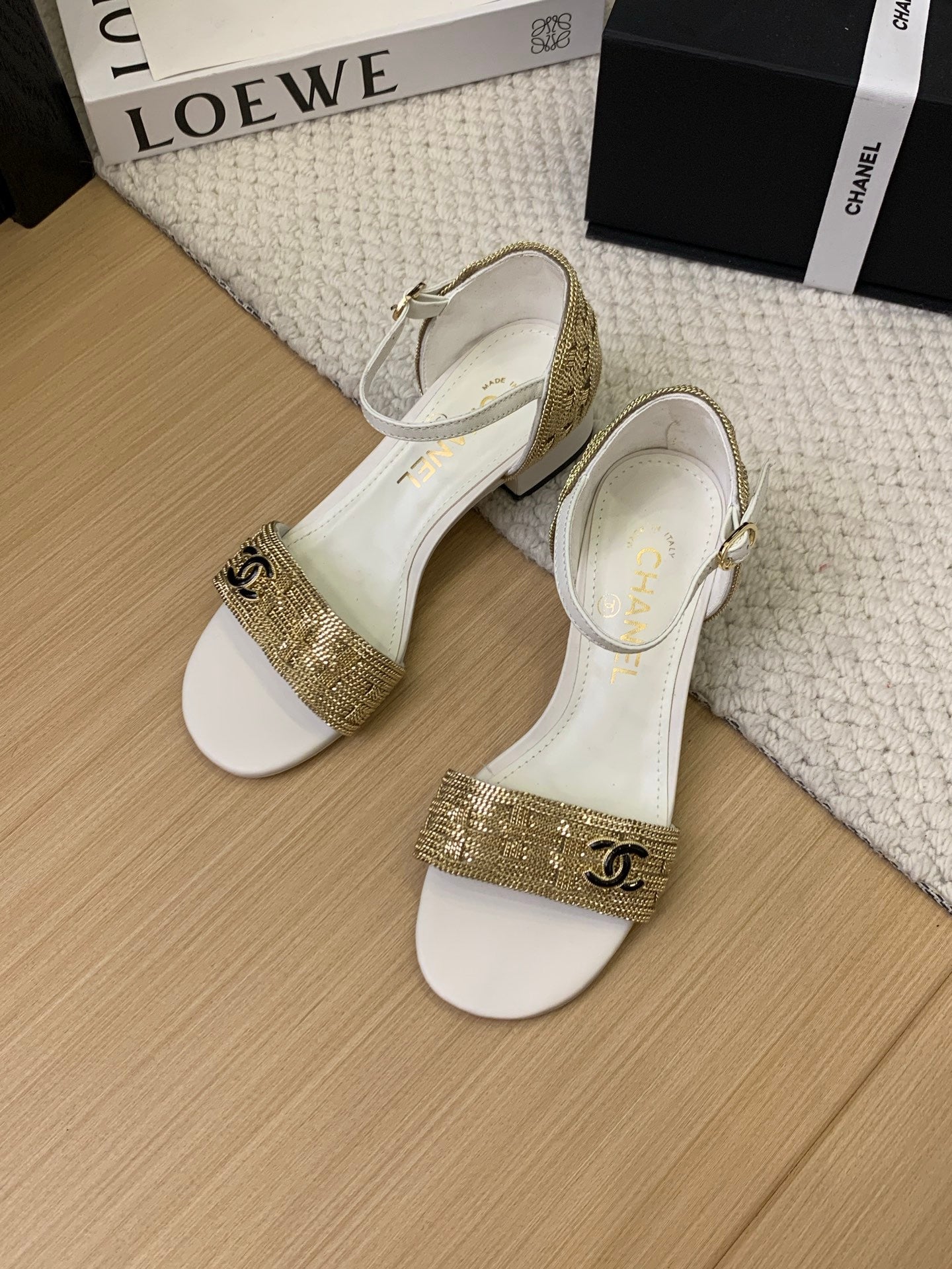 Chanel sandals gold