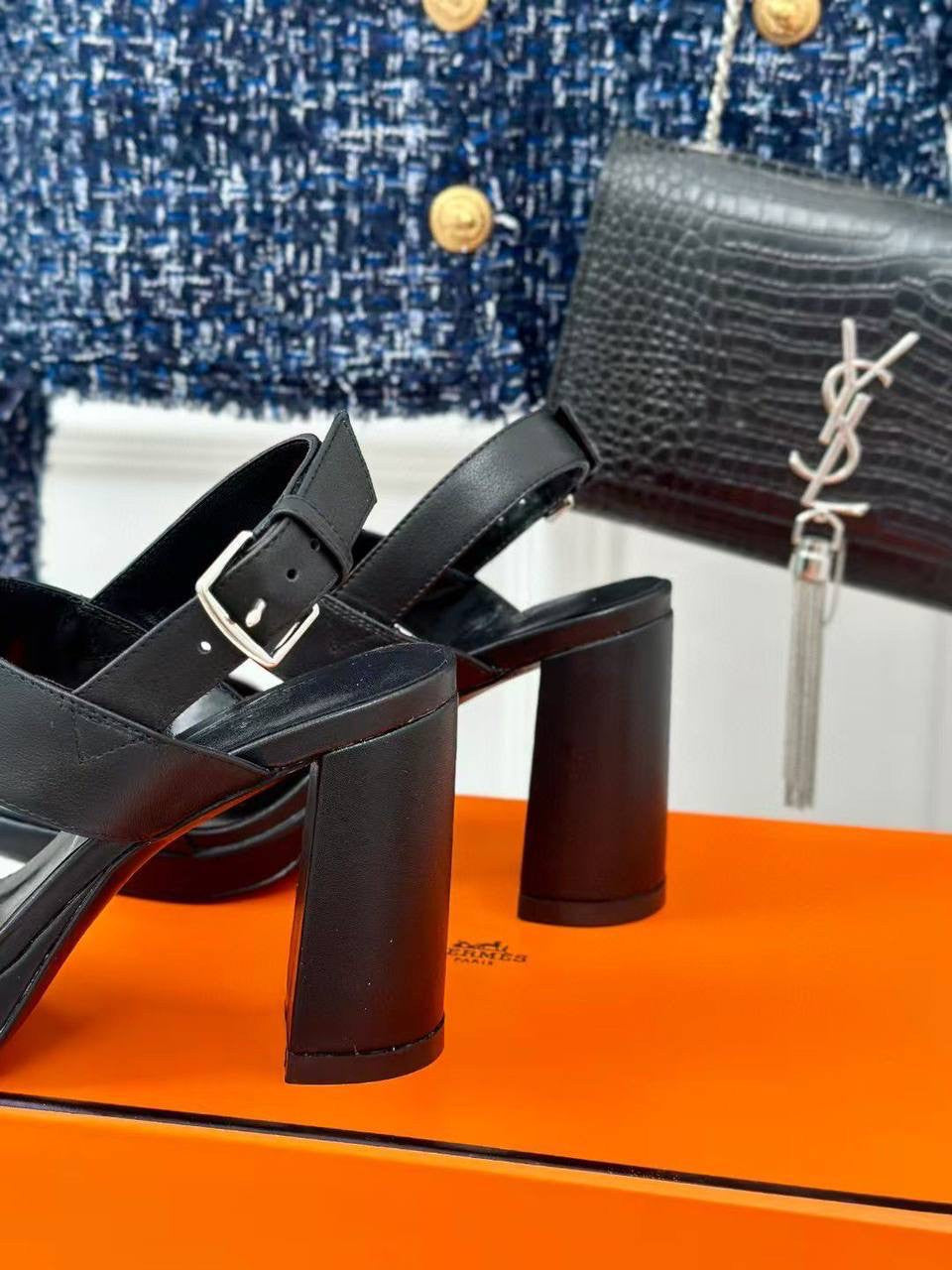 Hermes Sandals Heels Black