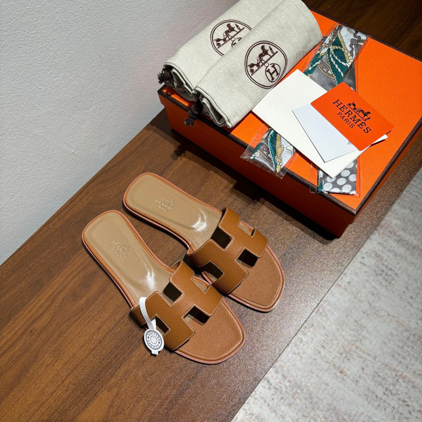 Hermes sandals tan