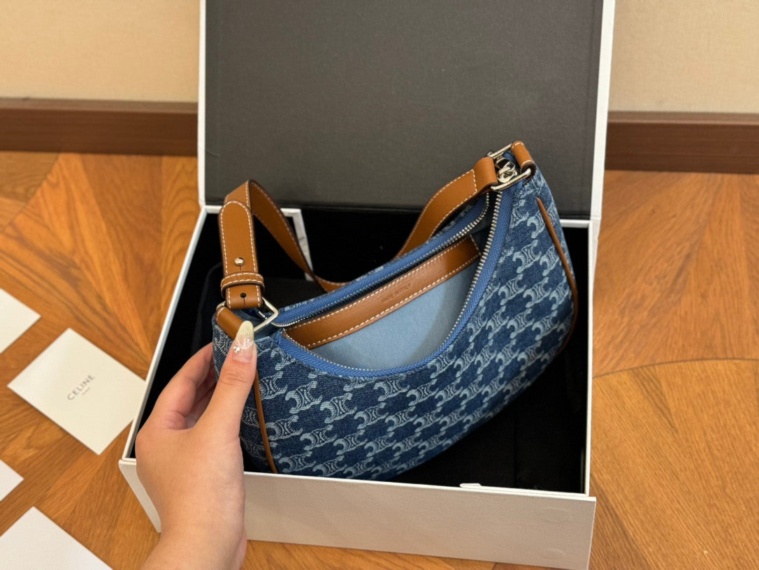 Celine Ava Shoulder Bag In Denim