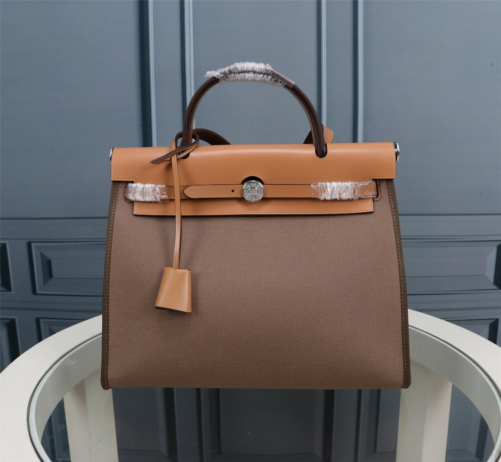Hermes Herbag tan canvas
