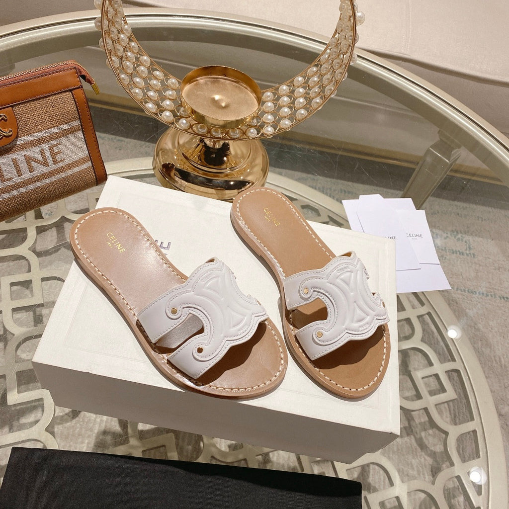 Papuci Celine albi