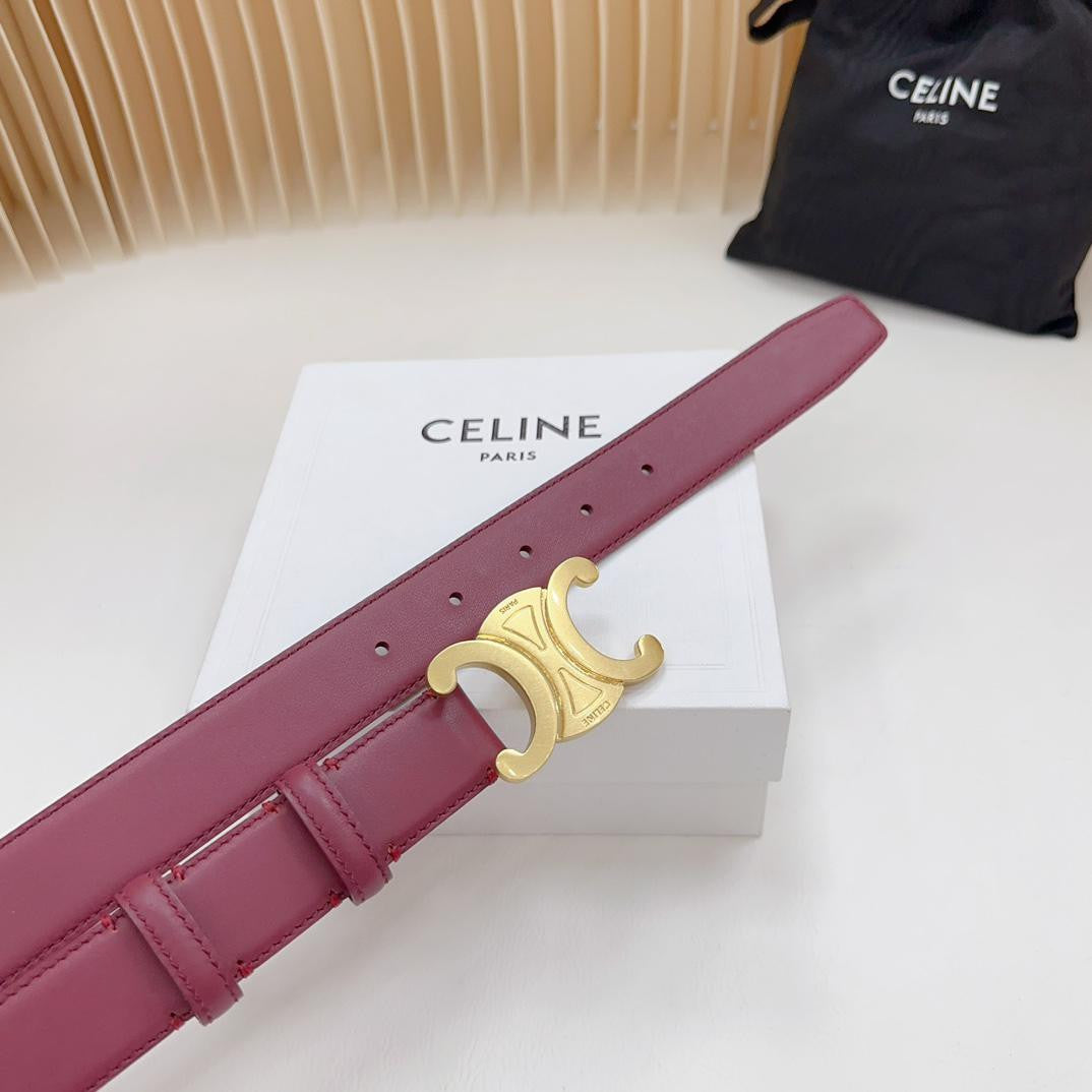 Celine Leather Belt In Bordo