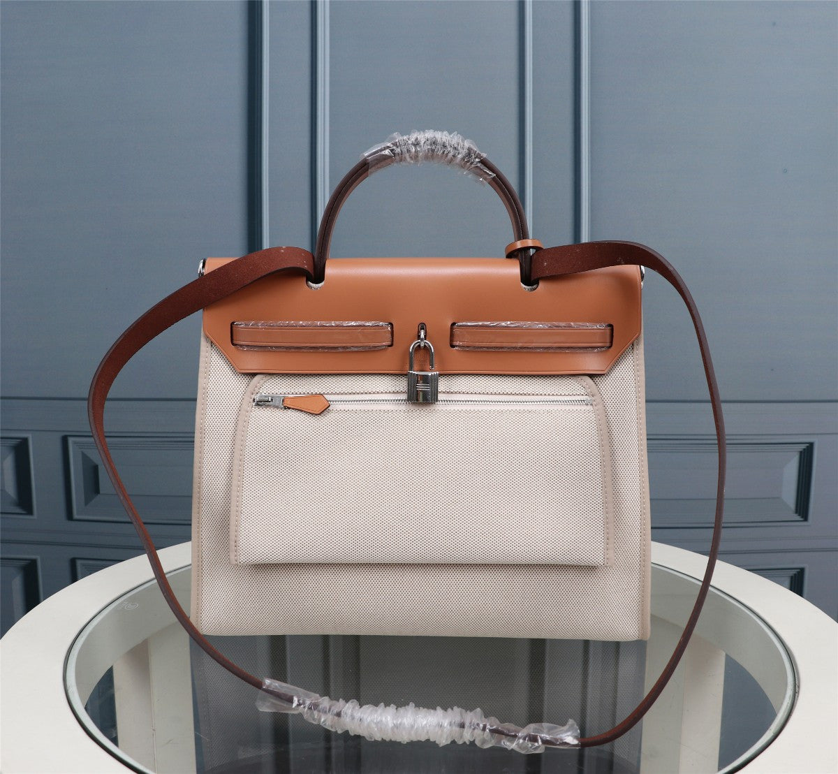 Hermes Herbag cream canvas