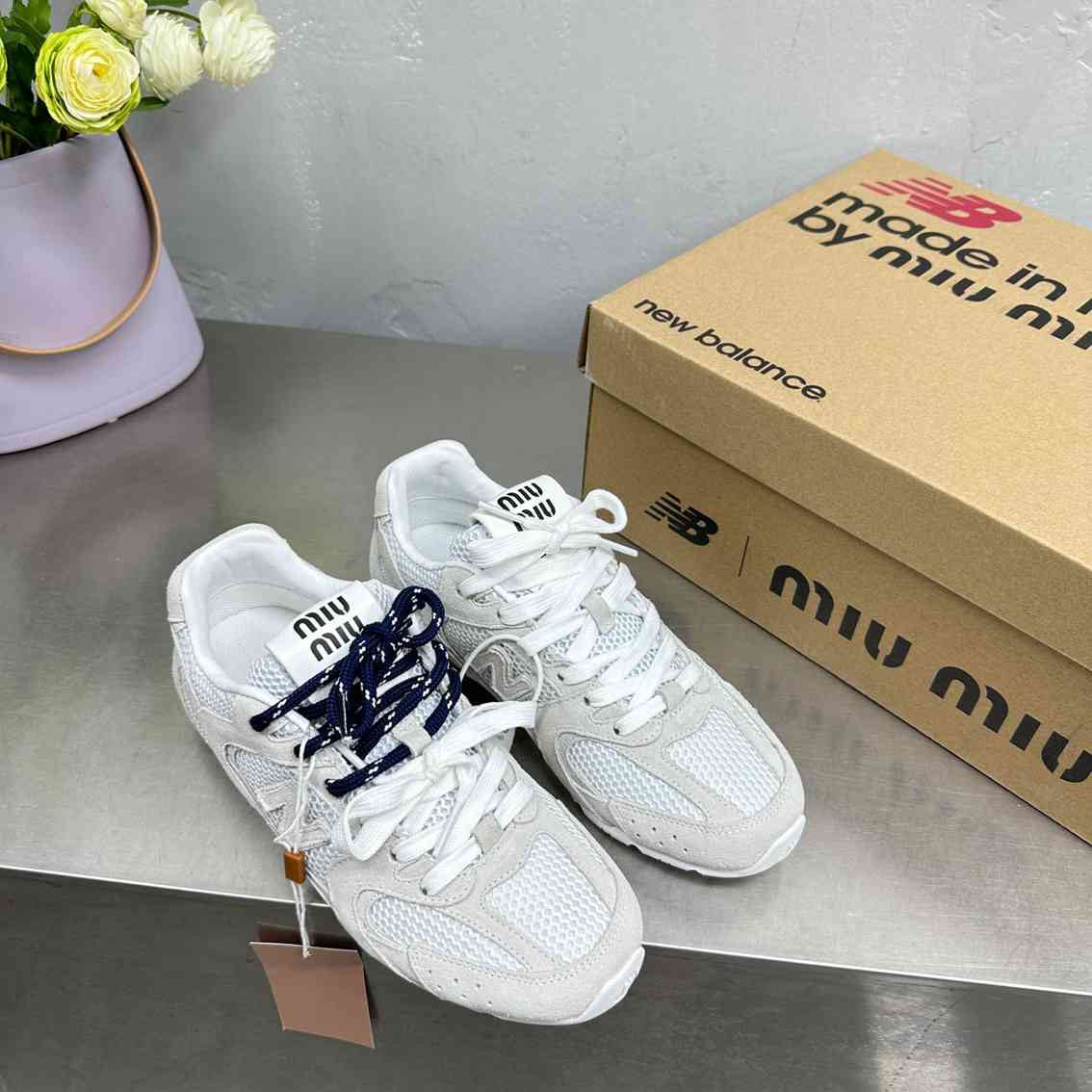 New Balance X Miu Miu white suede sneakers