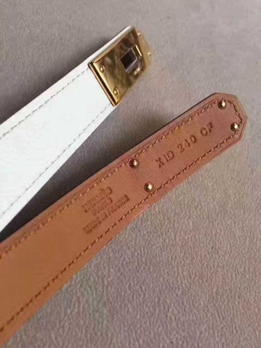 Hermes Kelly 18 Belt In White Epsom Leather