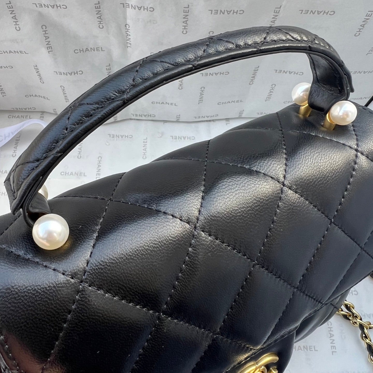 Chanel bag handle black