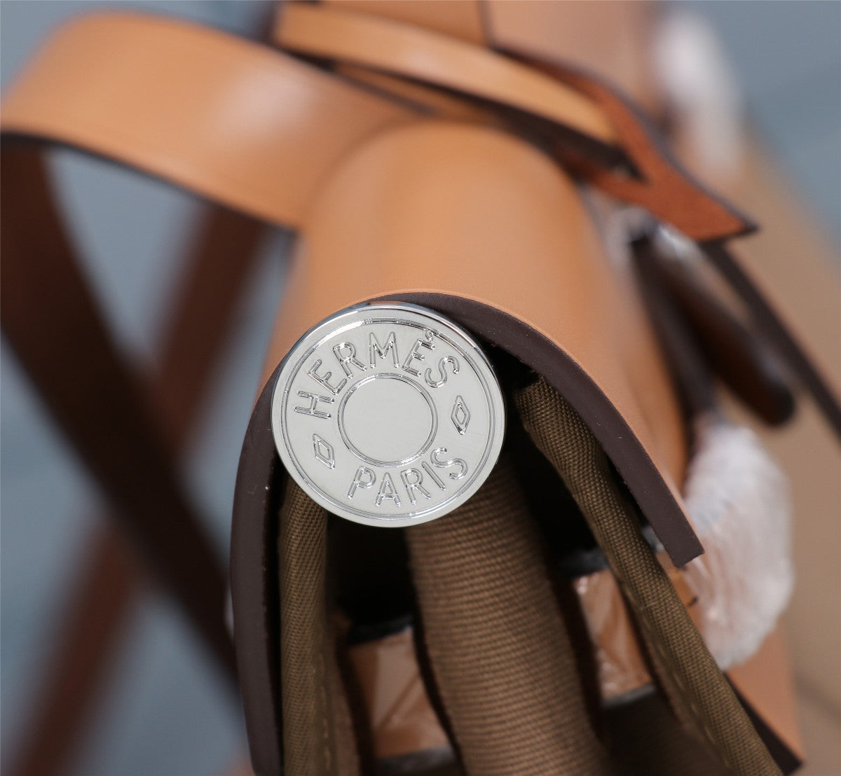 Hermes Herbag tan canvas